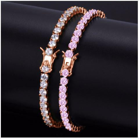 Rose Gold Tennis Bracelet with Sparkling Round Cut Cubic Zirconia
