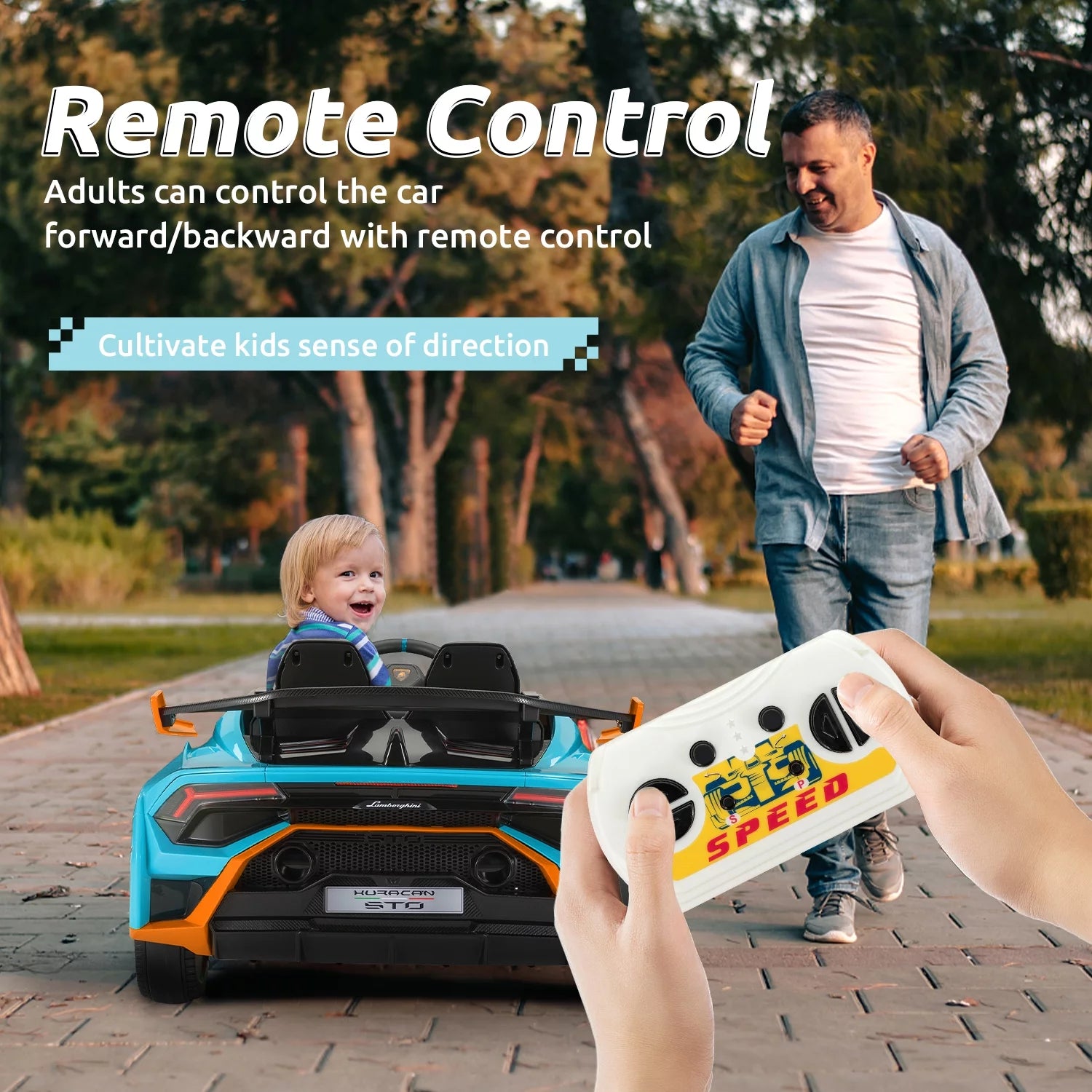 24V Kids Ride on Car, Licensed Lamborghini STO Electric Car for Boys Girls, 2-Seater Ride on Drift Car with Remote Control, Music, 360° Spin, Max Speed 6Mph, Green