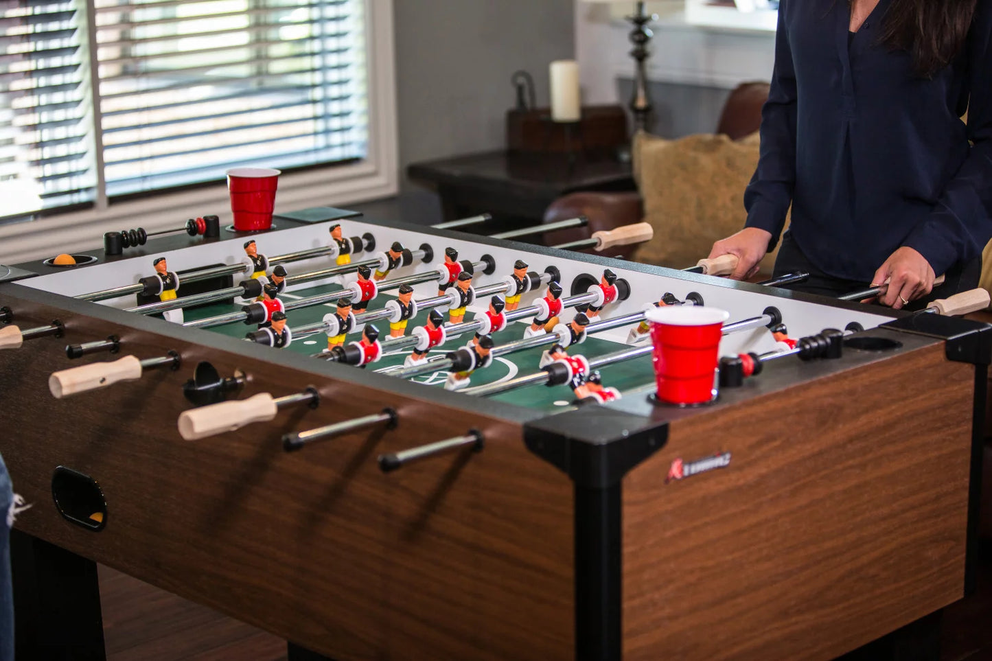 Gladiator 56" Foosball Table with Internal Ball Return System and Ball Entry and Integrated Cup Holders