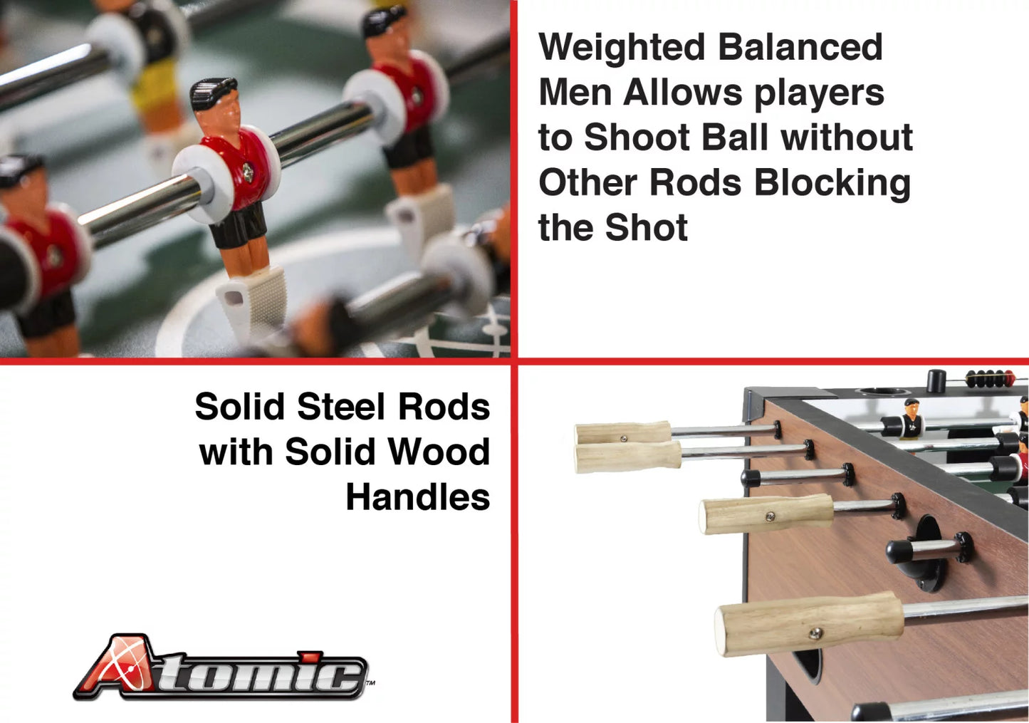 Gladiator 56" Foosball Table with Internal Ball Return System and Ball Entry and Integrated Cup Holders