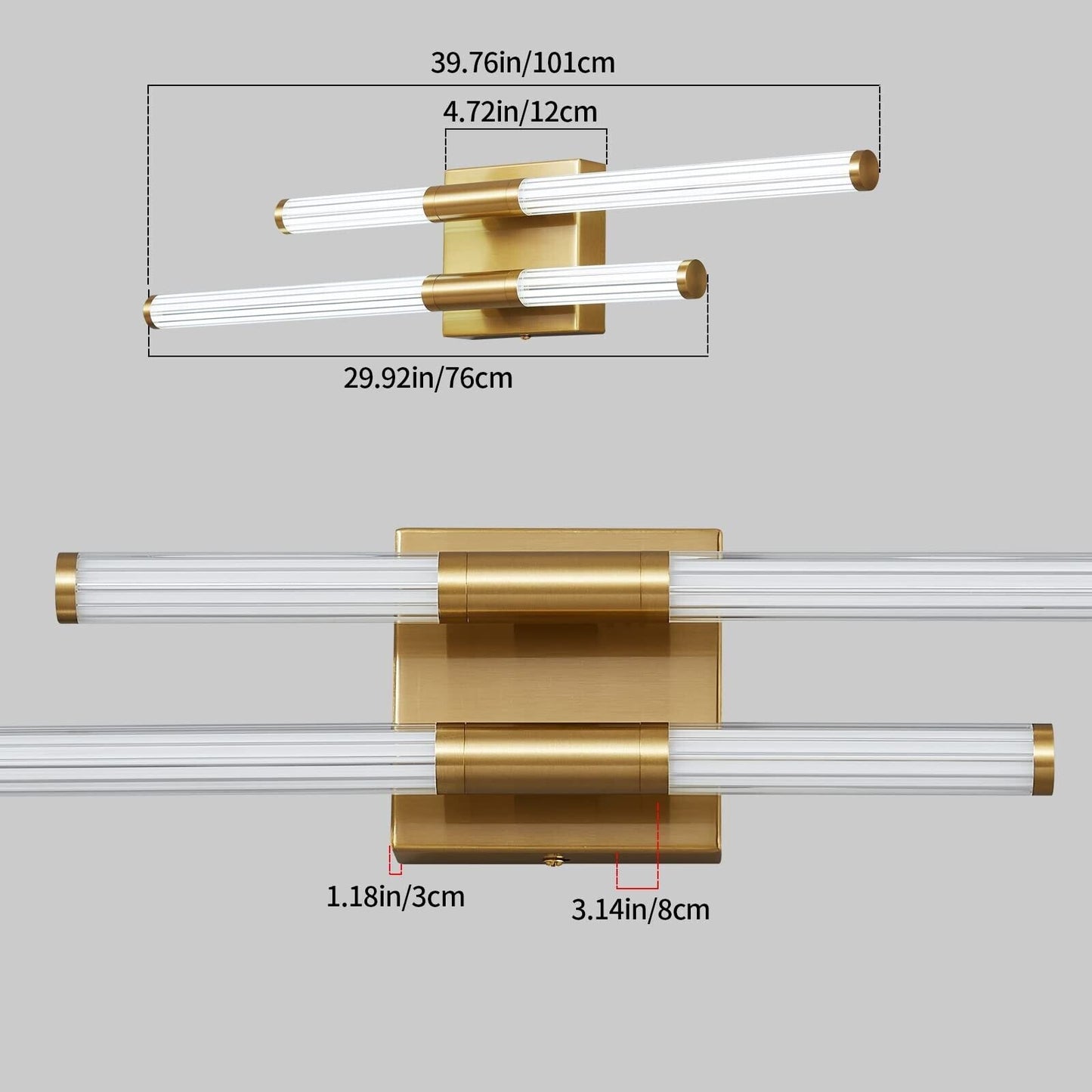 Modern Bathroom Vanity Light 23.22In Gold LED 6000K Bathroom Light Fixtures O...