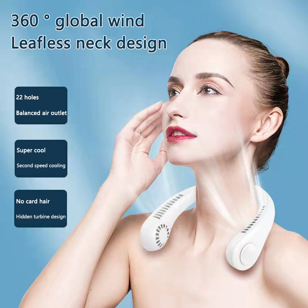 Portable Hanging Neck Fan 5000Mah USB Rechargeable Bladeless Mute Sports Fans Summer Outdoor Air Cooling Wearable Neckband Fan