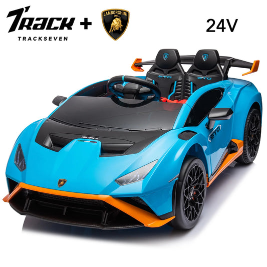 24V Kids Ride on Car, Licensed Lamborghini STO Electric Car for Boys Girls, 2-Seater Ride on Drift Car with Remote Control, Music, 360° Spin, Max Speed 6Mph, Green