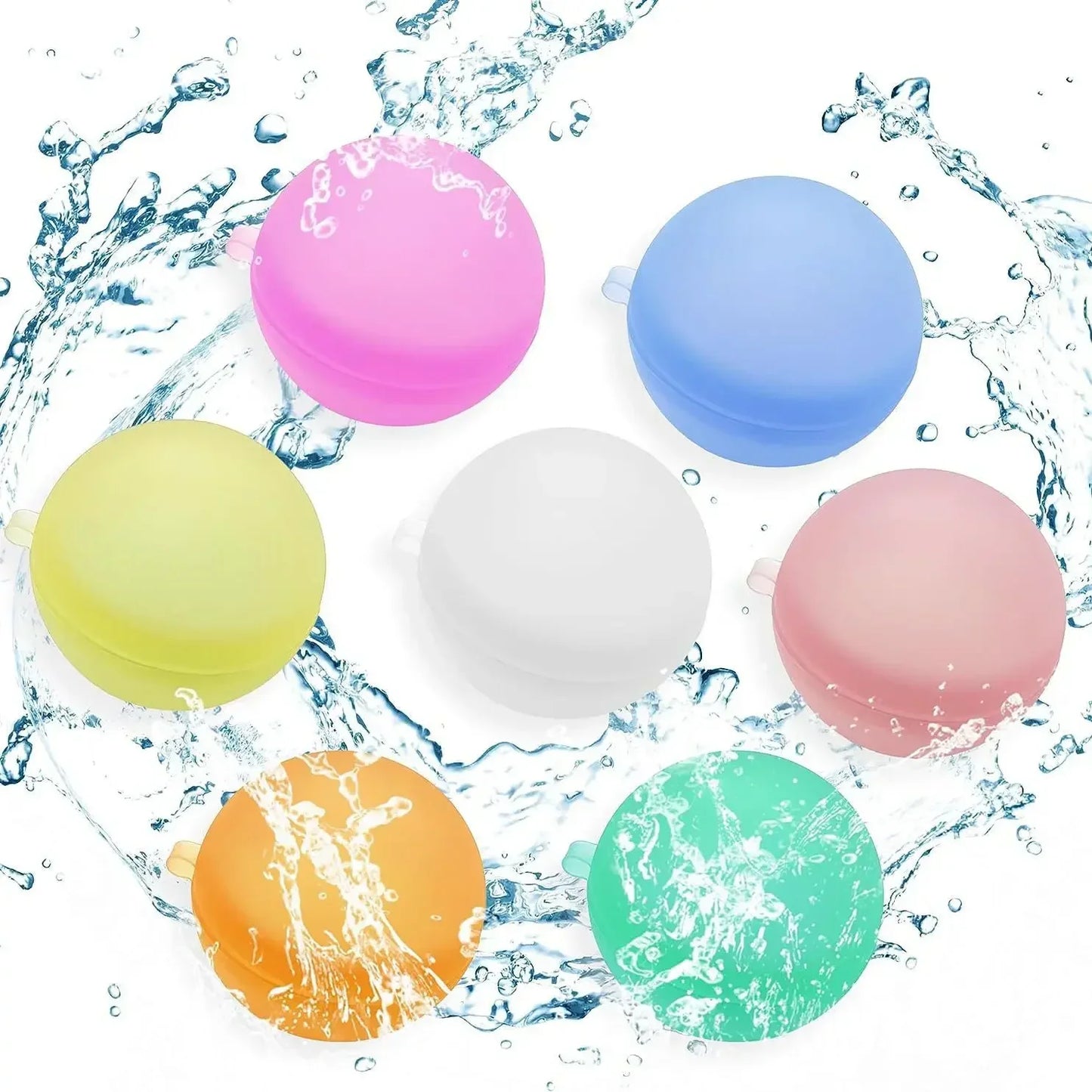 Reusable Water Bomb Splash Balls for Kids, Refillable Water Balloon, Quick Fill, Self Sealing, Swimming Pool