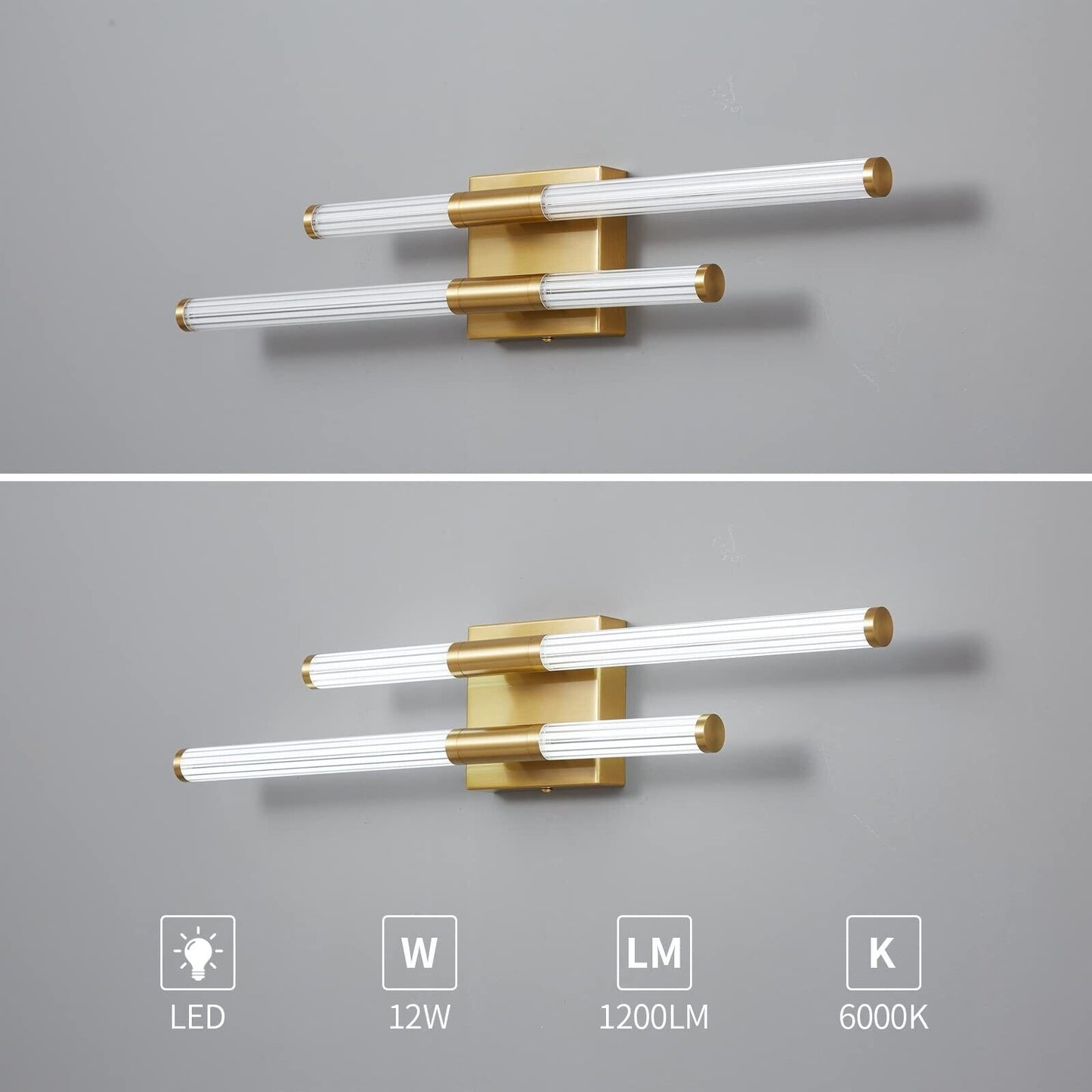 Modern Bathroom Vanity Light 23.22In Gold LED 6000K Bathroom Light Fixtures O...