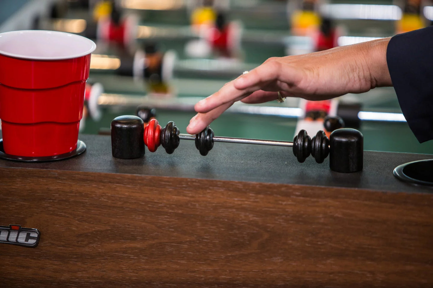 Gladiator 56" Foosball Table with Internal Ball Return System and Ball Entry and Integrated Cup Holders
