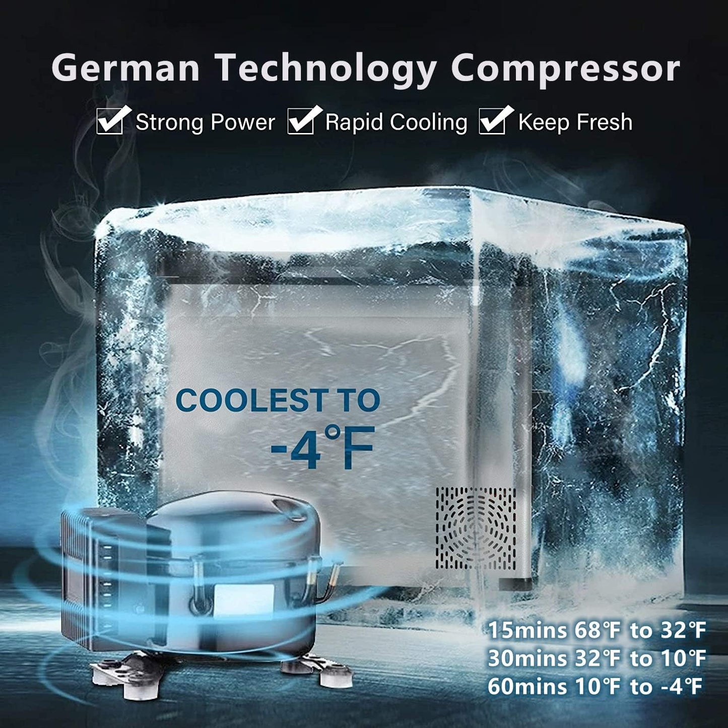 Portable Refrigerator 42Qt, Dual Zone 12V Car Refrigerator, Carbon Steel Shell Car Freezer, Compressor Cooler for Car Truck Vehicle RV Boat Outdoor & Home Use(-4℉-68℉)