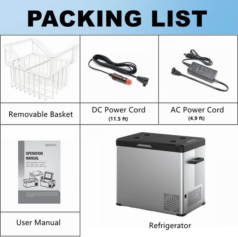 Portable Refrigerator 42Qt, Dual Zone 12V Car Refrigerator, Carbon Steel Shell Car Freezer, Compressor Cooler for Car Truck Vehicle RV Boat Outdoor & Home Use(-4℉-68℉)