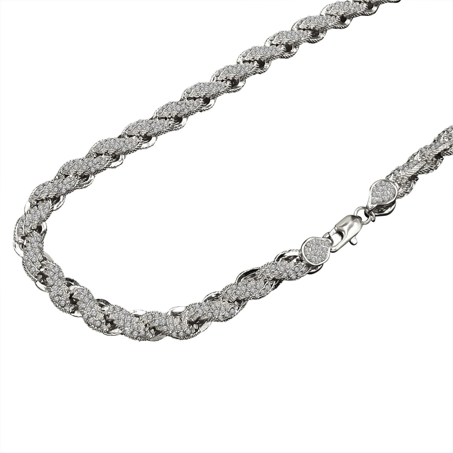 Iced Out Silver Rope Chain Necklace | Premium Cubic Zirconia