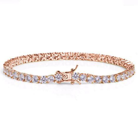 Rose Gold Tennis Bracelet with Sparkling Round Cut Cubic Zirconia