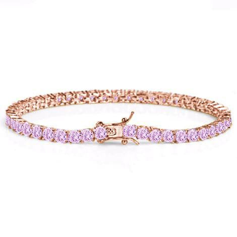 Rose Gold Tennis Bracelet with Sparkling Round Cut Cubic Zirconia