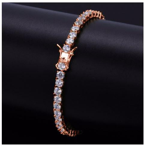 Rose Gold Tennis Bracelet with Sparkling Round Cut Cubic Zirconia