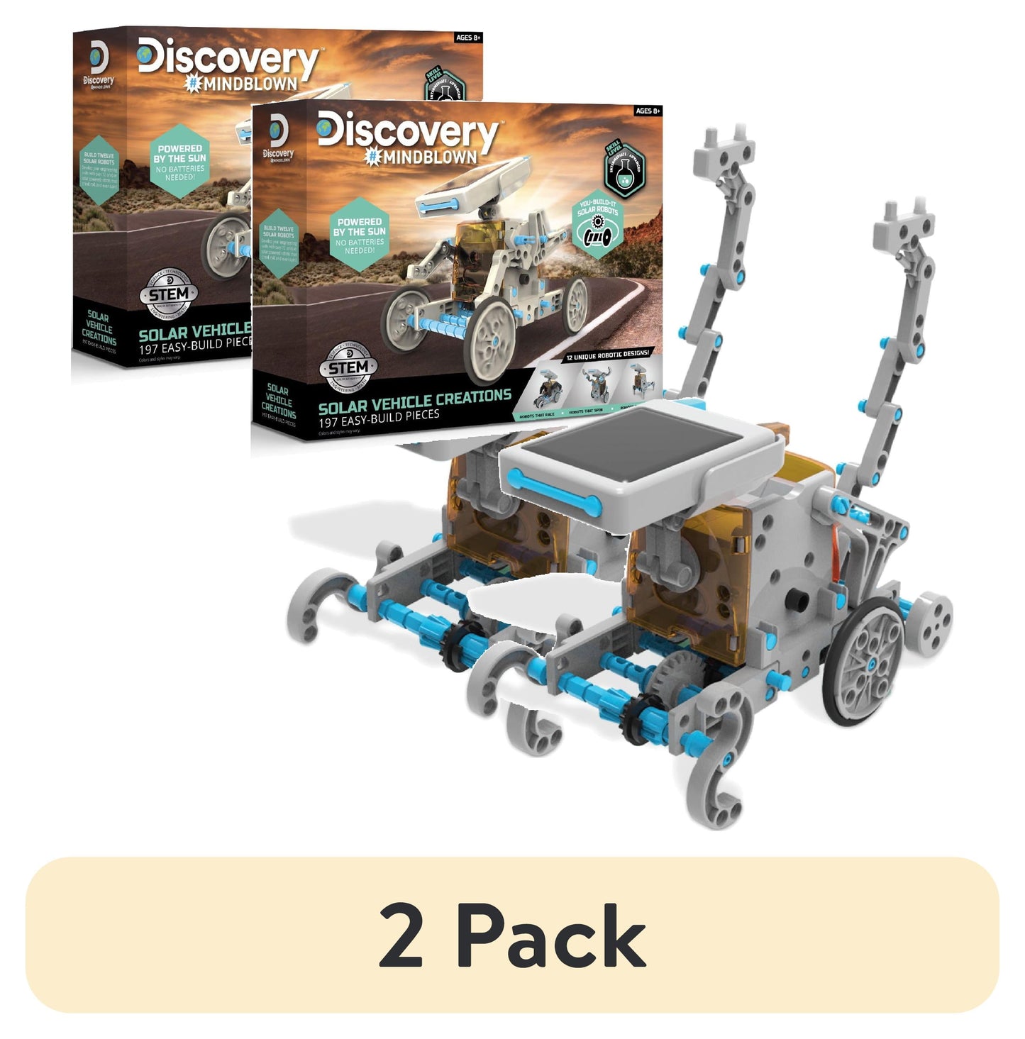 (2 Pack)  STEM 12-In-1 Solar Robot Creation 190-Piece Kit, Kids & Teens