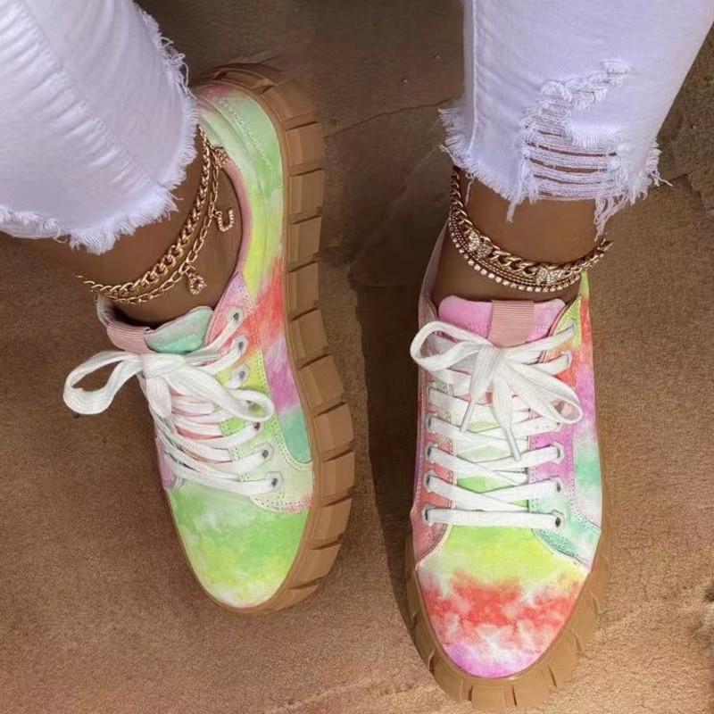 Women's Chunky Sole Tie-Dye and Black Sneakers