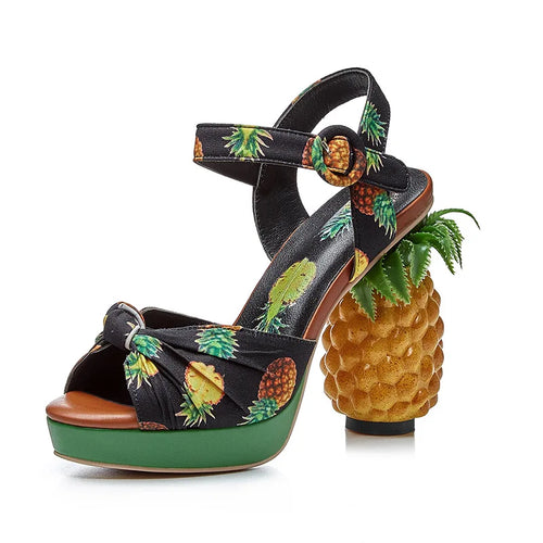Women's Pineapple Heel Sandals - Tropical Fruit-Inspired High Heels