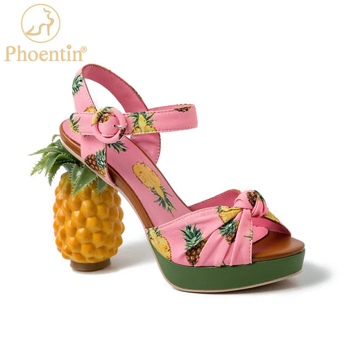 Women's Pineapple Heel Sandals - Tropical Fruit-Inspired High Heels