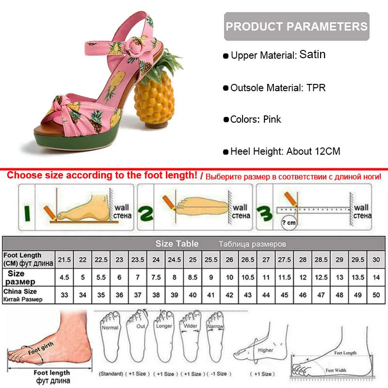 Women's Pineapple Heel Sandals - Tropical Fruit-Inspired High Heels
