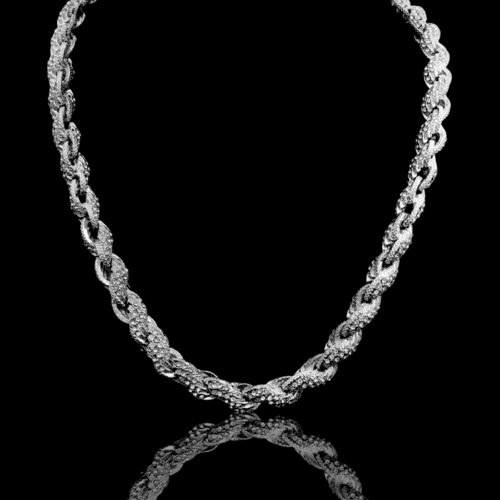 Iced Out Silver Rope Chain Necklace | Premium Cubic Zirconia