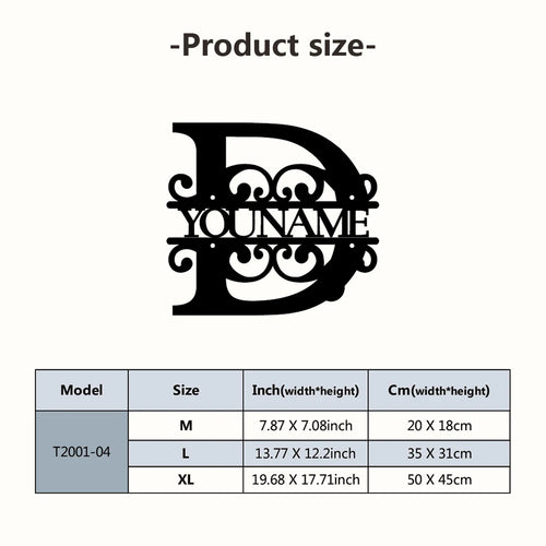 Personalized Custom Name 26 Letters Metal Wall Art Decoration Cutout