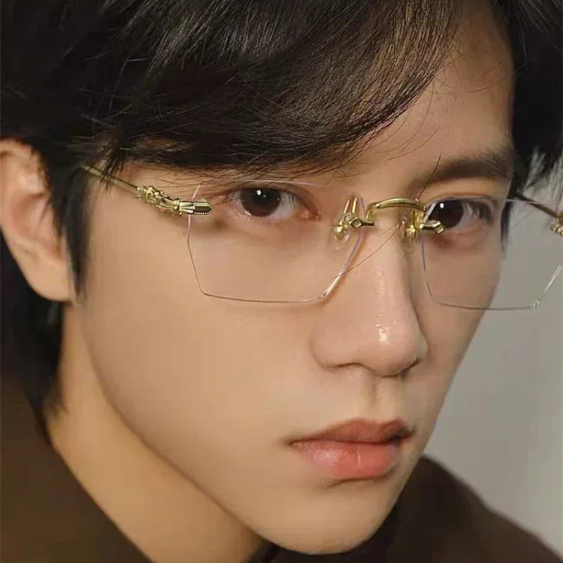 Rimless Rectangle Glasses for Women – Elegant Clear Lens Eyewear