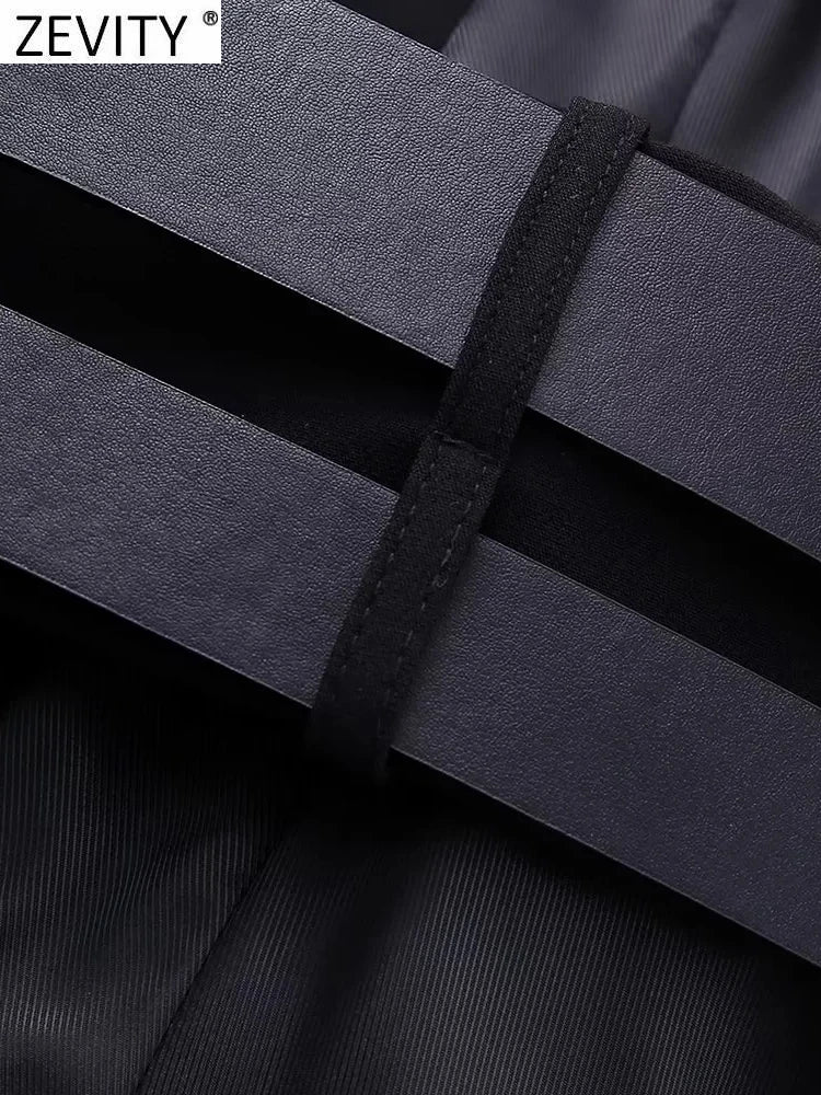 Women's Halter Neck Vest with Double Belt Accent Top