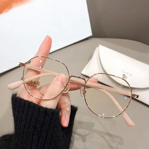Round Metal Frame Glasses for Women - Retro Clear Lens Eyewear