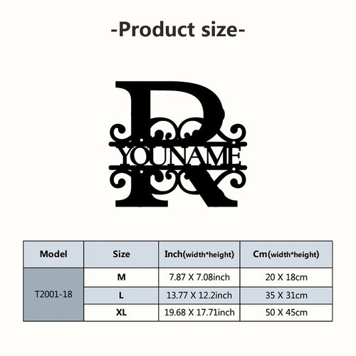 Personalized Custom Name 26 Letters Metal Wall Art Decoration Cutout