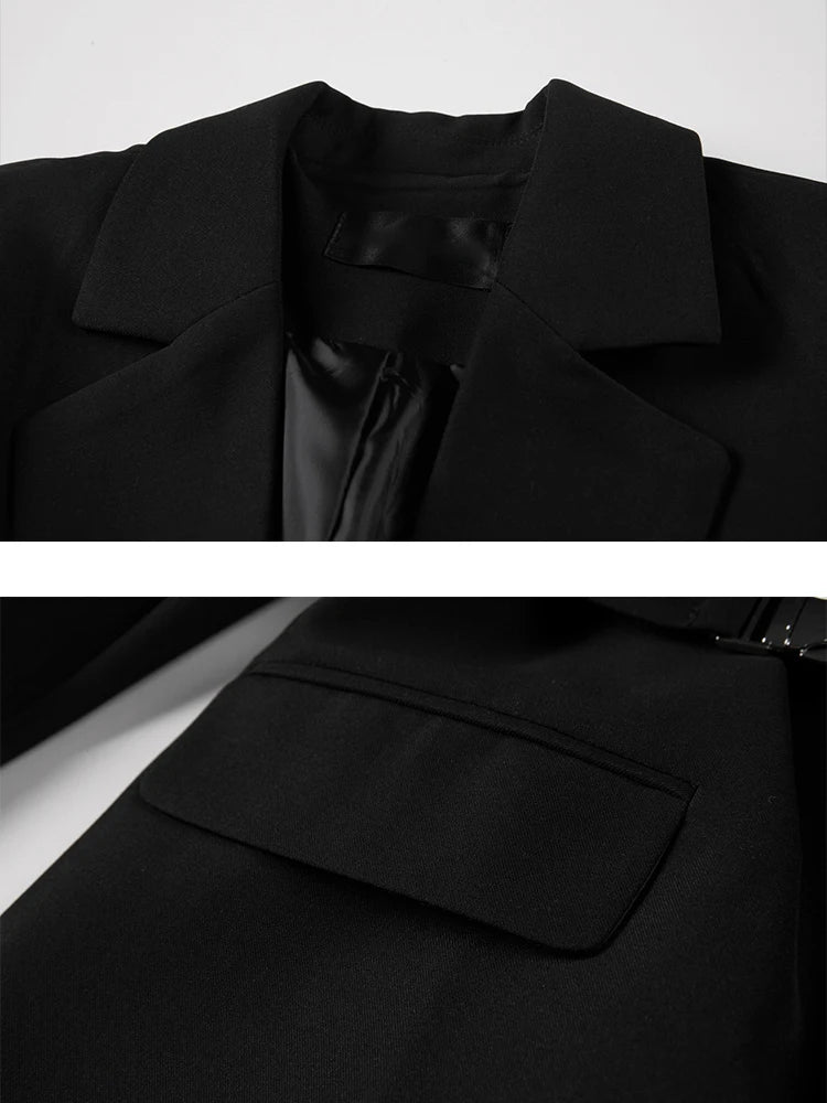 Women's Belted Utility Blazer Jacket – Long Sleeve Trench Coat