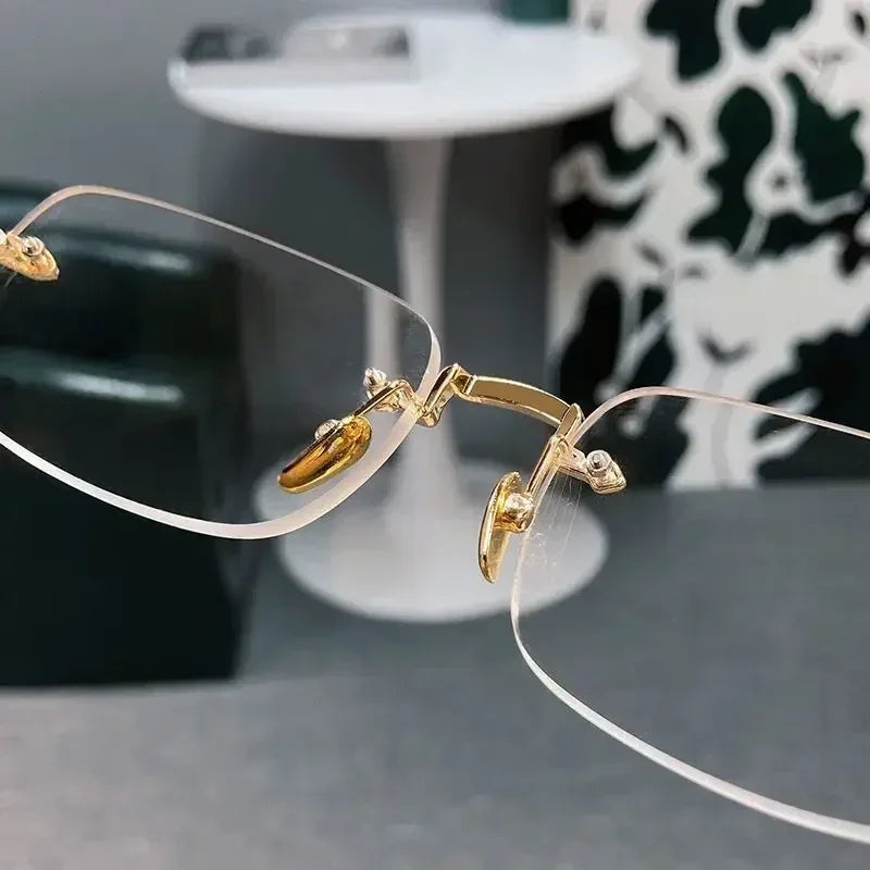 Rimless Rectangle Glasses for Women – Elegant Clear Lens Eyewear