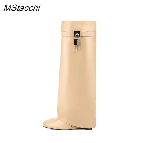 Padlock Knee-High Boots - Fashion Statement Footwear