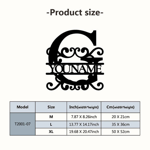 Personalized Custom Name 26 Letters Metal Wall Art Decoration Cutout