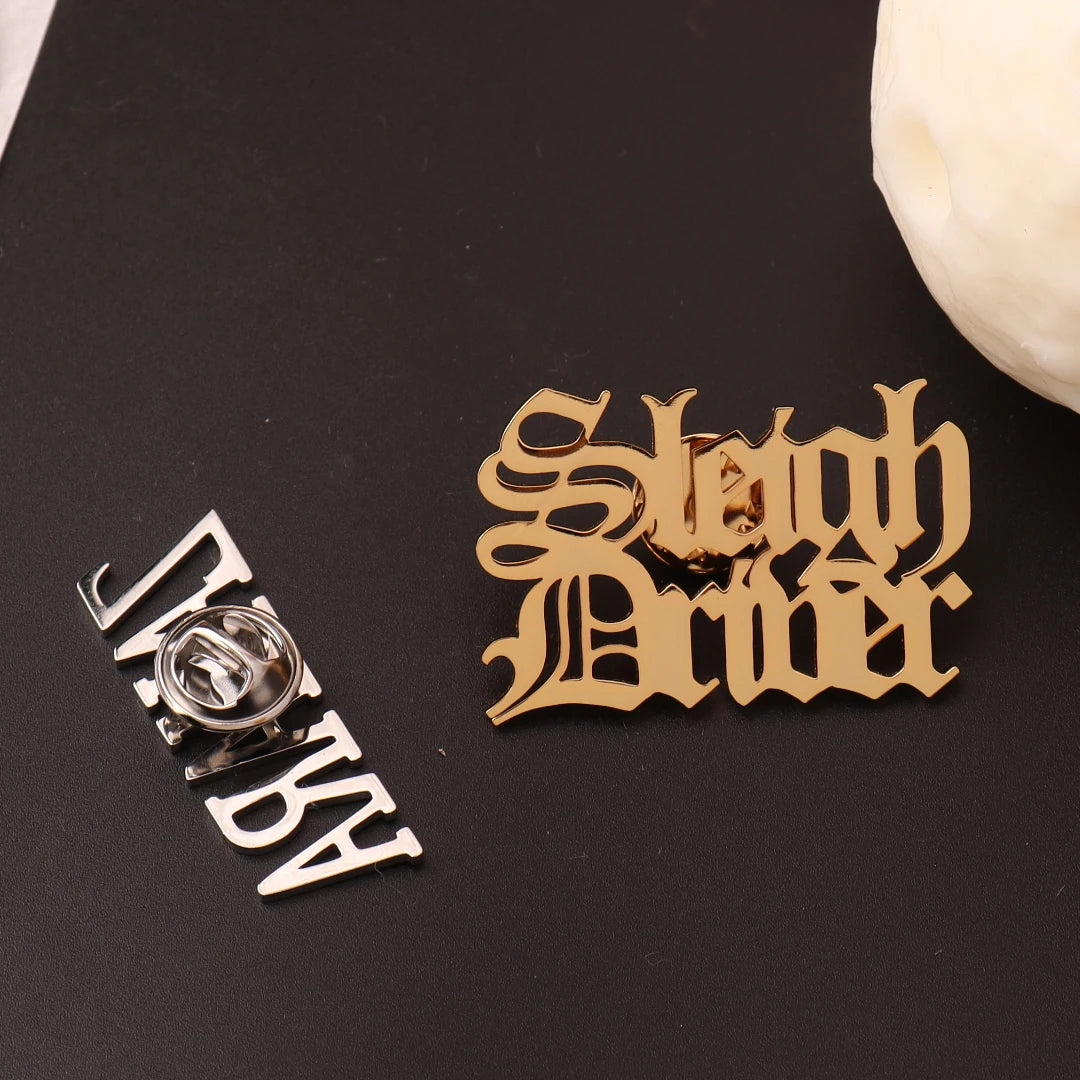 Personalized Nameplate Brooch Custom Unisex Jacket Badge with Name