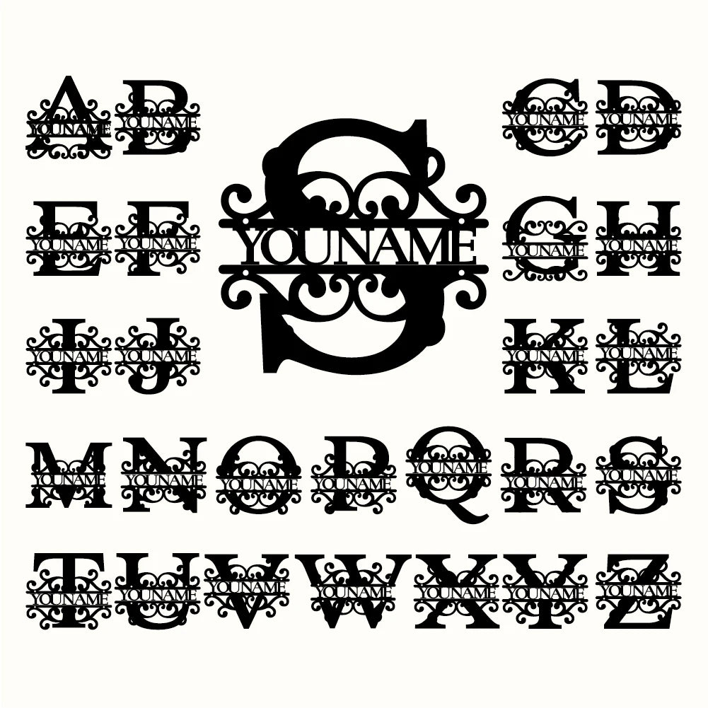 Personalized Custom Name 26 Letters Metal Wall Art Decoration Cutout