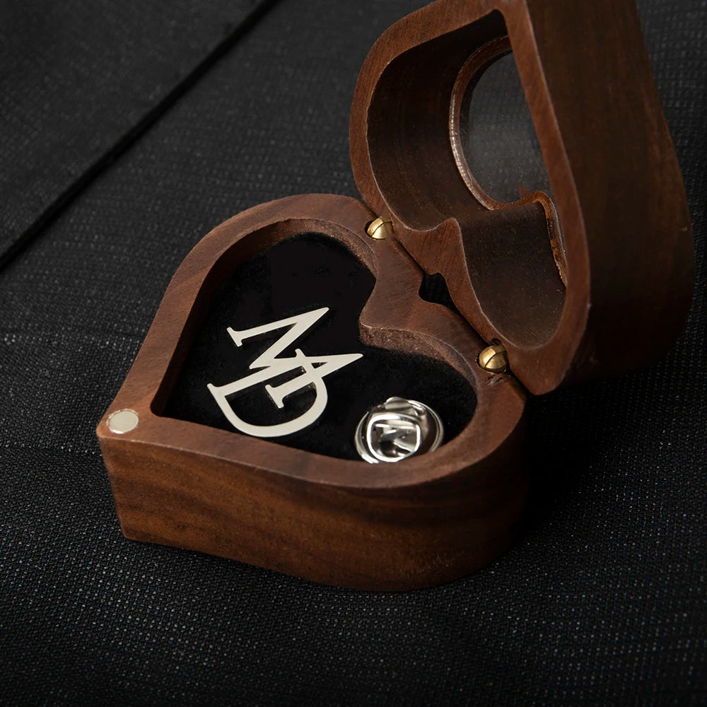 Customize Name Initials Brooch Stainless Steel Men's Personalize