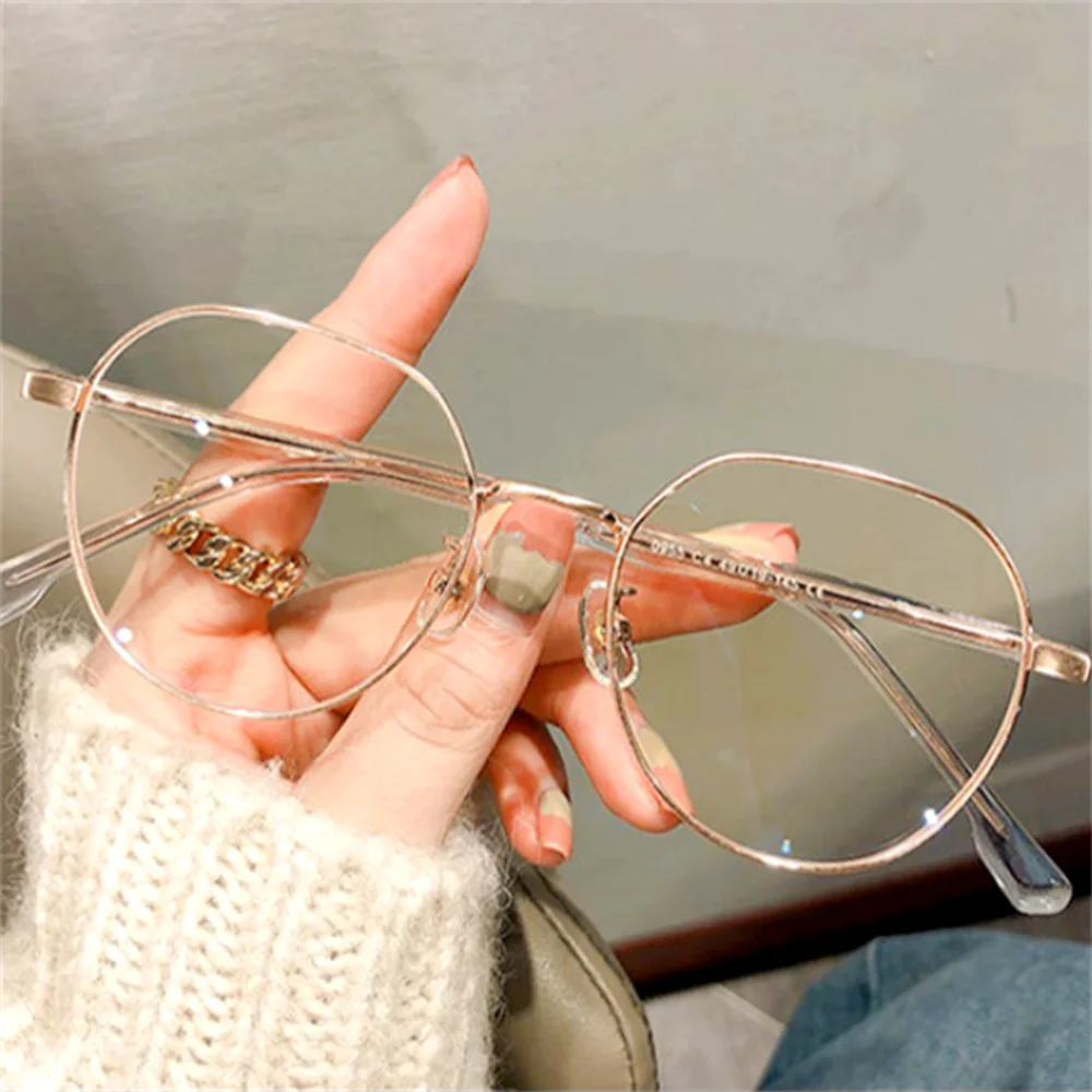 Round Metal Frame Glasses for Women - Retro Clear Lens Eyewear