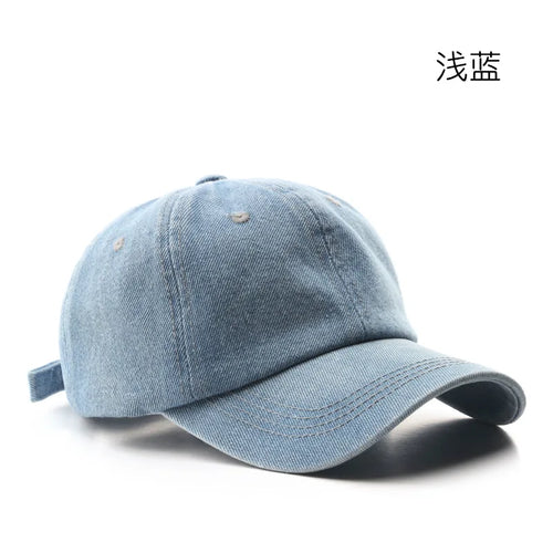Unisex Denim Baseball Cap - Adjustable Vintage Hat in Blue & Black