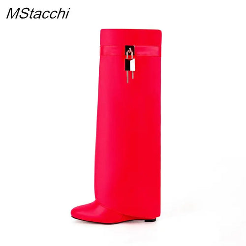 Padlock Knee-High Boots - Fashion Statement Footwear