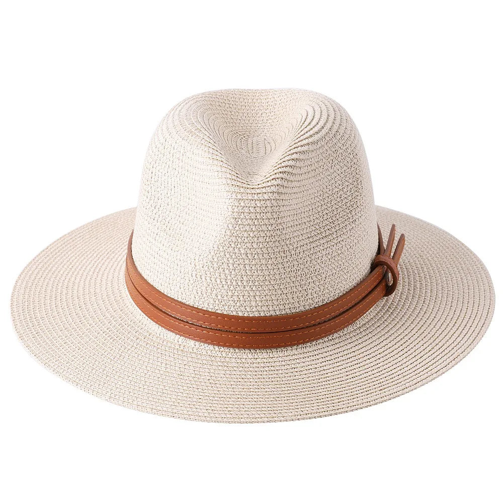 Wide Brim Straw Fedora Hat for Women – Classic Summer Beach Hat