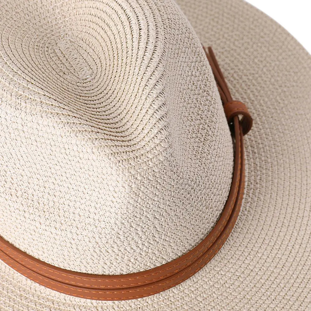 Wide Brim Straw Fedora Hat for Women – Classic Summer Beach Hat