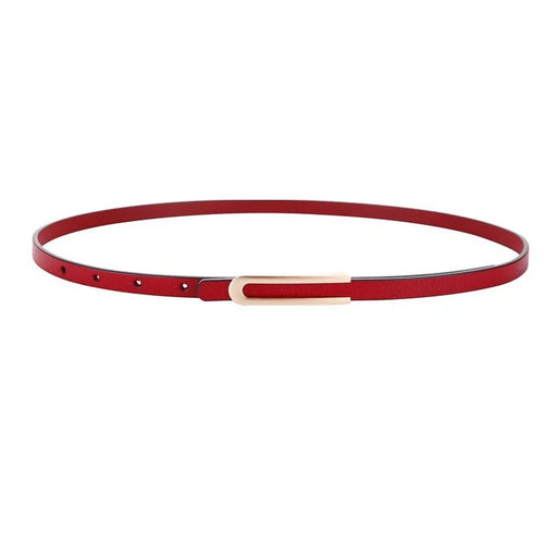 Women's Slim Leather Belt with Elegant Minimalist Buckle