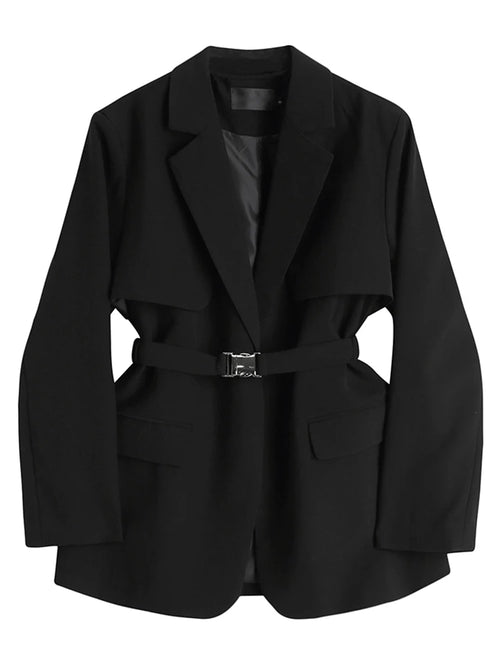 Women's Belted Utility Blazer Jacket – Long Sleeve Trench Coat