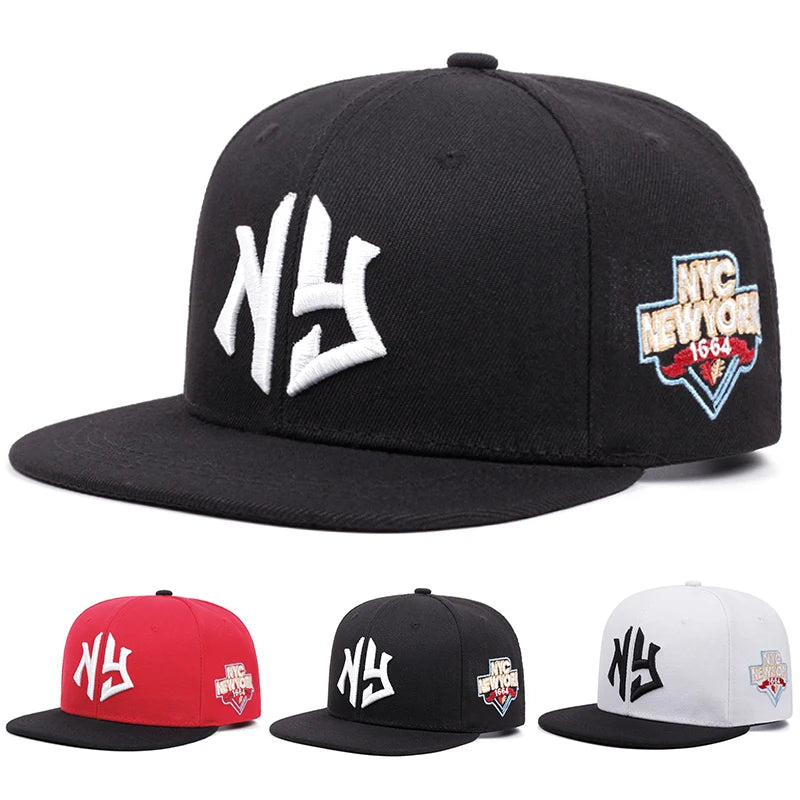 NY Embroidered Snapback Hat - Iconic New York City Cap with Side Patch