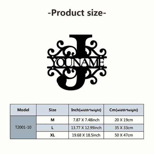 Personalized Custom Name 26 Letters Metal Wall Art Decoration Cutout