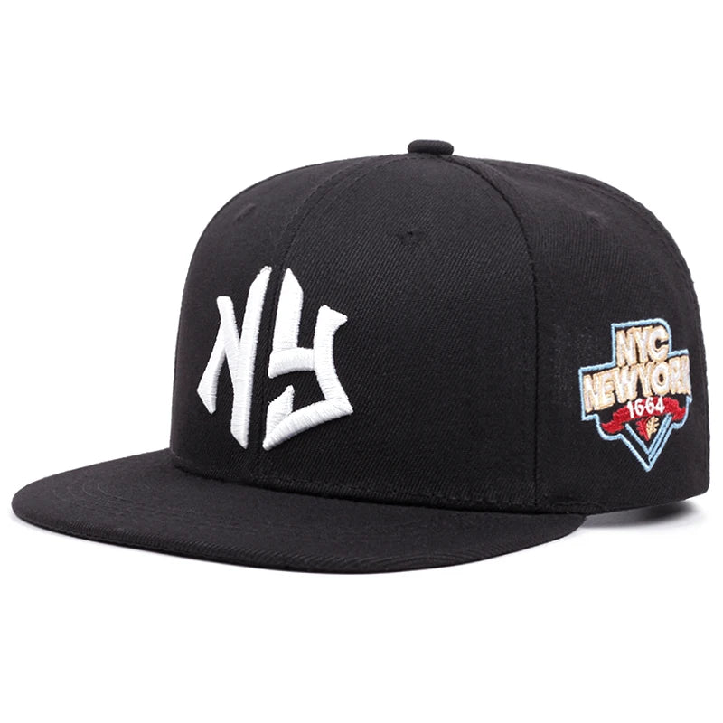NY Embroidered Snapback Hat - Iconic New York City Cap with Side Patch