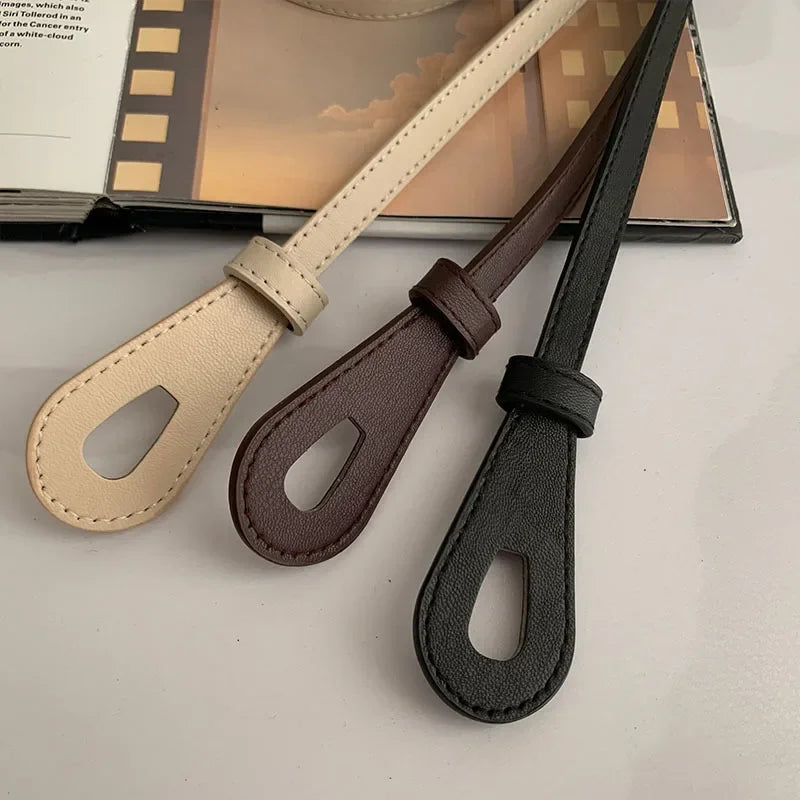 Women's Minimalist Faux Leather Waist Belt with Elegant Bow Knot