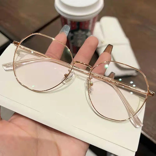 Round Metal Frame Glasses for Women - Retro Clear Lens Eyewear