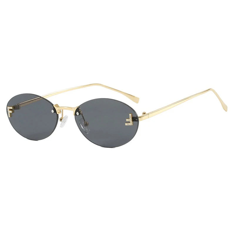 Rimless Oval Sunglasses for Women – Elegant Gradient Lenses