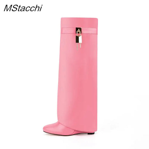 Padlock Knee-High Boots - Fashion Statement Footwear