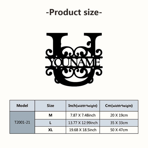 Personalized Custom Name 26 Letters Metal Wall Art Decoration Cutout