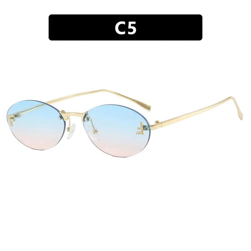 Rimless Oval Sunglasses for Women – Elegant Gradient Lenses